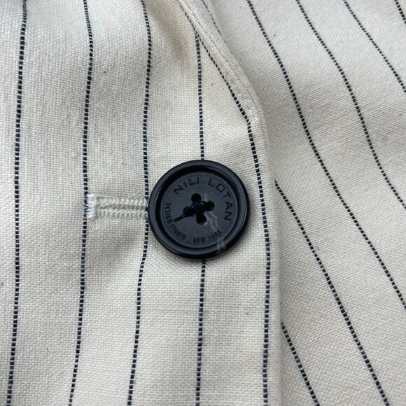 Nili Lotan Don Pinstripe One Button Blazer Jacket Natural Size 0 - Picture 5 of 12